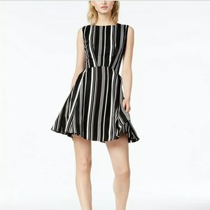 Bar III Black and White Striped Skater Dre…